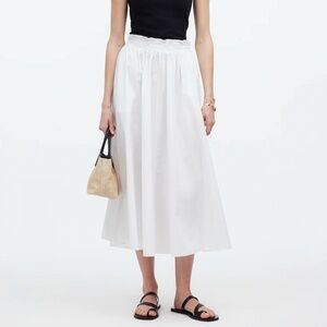 Madewell Paperbag Waist Cotton Poplin Midi Skirt - NWT Size M